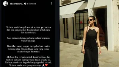 Azizah terlihat mengunggah postingan klarifikasi atas kegaduhan yang terjadi.