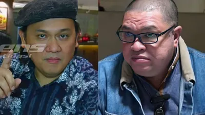 Razman Nasution (kanan) dan Farhat Abbas (kiri) yang tengah bertikai hingga mendapat pesan dari Nicholas Kilikily dan Toni RM.