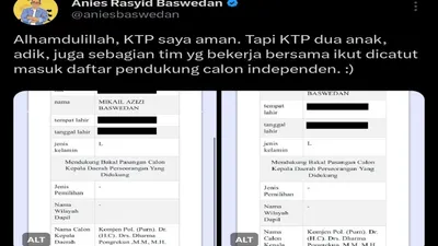 Mengenai pencatutan KTP yang menimpa kedua anak, tim dan adiknya ini diungkap Anies Baswedan melalui akun X (Twitter) pribadi miliknya.
