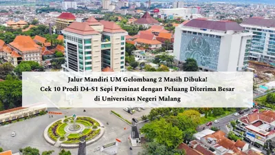 Pendaftaran jalur Seleksi Mandiri Skor UTBK (Gelombang 2) Universitas Negeri Malang (UM) masih dibuka hingga tanggal 22 Juli 2024.