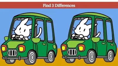 Tes IQ: Punya Daya Fokus yang Baik? Temukan 3 Perbedaan pada Gambar Kelinci Mengendarai Mobil Ini, Uji Kemampuan Observasimu