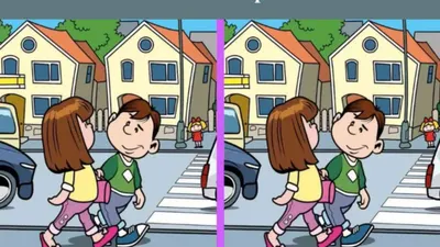 Ada 3 perbedaan di antara kedua gambar&nbsp;tes IQ pasangan yang sedang berjalan-jalan.