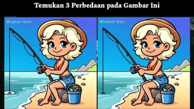 Tes IQ: Temukan 3 Perbedaan pada Gambar Gadis Sedang Memancing Ini