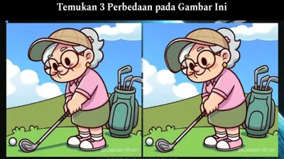 Tes IQ: Coba Temukan 3 Perbedaan pada Gambar Nenek Bermain Golf
