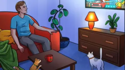 Tes IQ berupa uji ketelitian dan ketajaman mata menemukan kesalahan dalam gambar pria