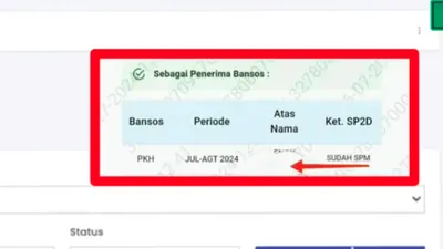 Status Bantuan PKH di SIKS-NG Sudah SPM