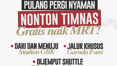 Ingin Nonton Pertandingan Indonesia vs Jepang di GBK? Naik MRT Saja, Gratis! Catat Lokasi Parkirnya!