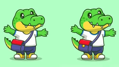Tes IQ dengan cara menemukan perbedaan pada kedua gambar kartun buaya ini tentu membuat kamu bisa melatih fokus mata.