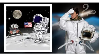 Tes IQ:  Coba Temukan Kesalahan Apa yang Ada Pada Gambar Astronot dan Bulan dalam 11 Detik