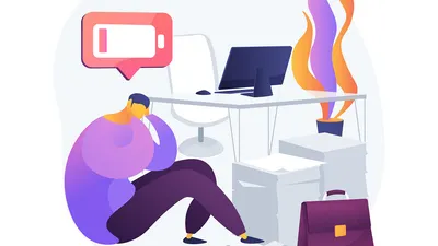 Ilustrasi terserang burnout ketika bekerja.