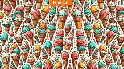 Tes Penglihatan: Temukan Kucing yang Bersembunyi di Antara Es Krim