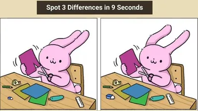 Tes IQ: Cari 3 Perbedaan pada Gambar Kelinci Menggunting Kertas Ini!