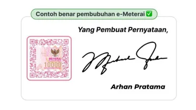 Untuk membubuhi e-Meterai pada dokumen tidak bisa sembarangan, karena jika salah akan mempengaruhi hasil seleksi administrasi.