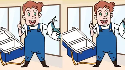 Tes IQ: Temukan 3 Perbedaan Gambar Orang Memegang Ikan dalam Waktu 14 Detik!