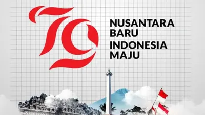Logo HUT ke-79 Kemerdekaan Indonesia Bertema Nusantara Baru Indonesia Maju
