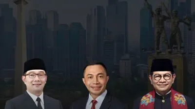 Tiga Cagub DKI Jakarta 2024, Ridwan Kamil, Dharma Pongrekun, dan Pramono Anung.