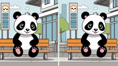 Tes Penglihatan: Coba Temukan 3 Perbedaan Panda yang Sedang Duduk Ini, Uji Ketajaman Mata Kamu