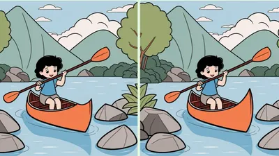 Tes Penglihatan: Uji Kejelian Mata Kamu! Coba Temukan 3 Perbedaan pada Anak yang Sedang Naik Perahu Ini