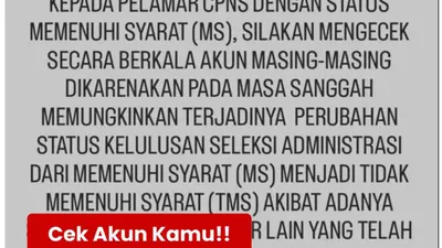 Status MS Bisa Berubah ke TMS karena Perkara Ini, Cek Akun Pelamar CPNS 2024 Segera