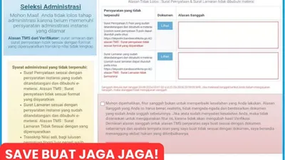 Apabila dalam seleksi administrasi PPPK peserta dinyatakan tidak lolos, maka peserta masih bisa melakukan sanggah di masa sanggah.