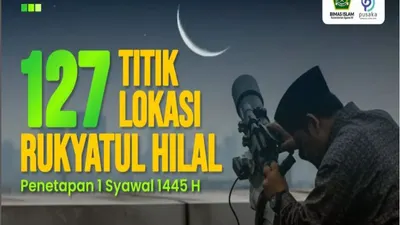 127 Titik Lokasi Pemantauan Hilal untuk Penentuan Lebaran Idul Fitri 1445 H