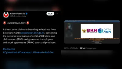 4 Juta Lebih Data PNS dan PPPK di BKN Diduga Kembali Bocor hingga Diperjualbelikan Hacker, Publik: Menuju Indonesia Cemas!
