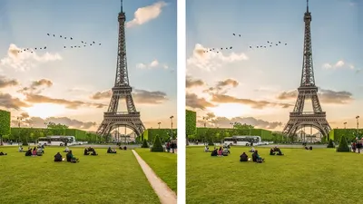 Tes IQ dengan cara menemukan perbedaan pada kedua gambar menara Eiffel Paris yang hampir mirip ini sangat bagus untuk melatih konsentrasi
