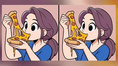 Tes IQ: Temukan 3 Perbedaan di Gambar Gadis Makan Pizza