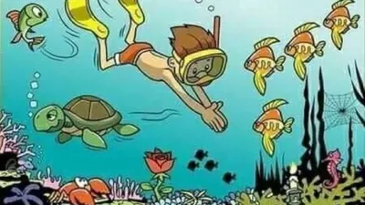 Tes IQ: Pertajam Keterampilan Detektifmu dengan Menemukan 5 Kesalahan di Gambar Anak sedang Snorkeling