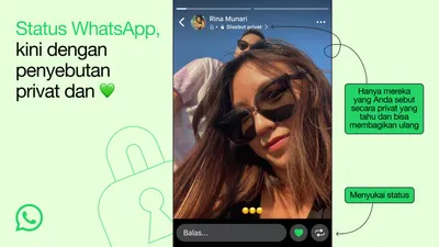 Salah satu fitur terbaru yang diperkenalkan adalah kemampuan mention atau menyebut teman di Status WhatsApp.