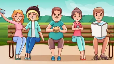 Di dalam tes IQ ini akan disajikan sebuah gambar yang menampilkan 5 orang sedang duduk di bangku taman.