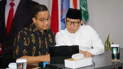 Cawapres dari Koalisi Perubahan, Muhaimin Iskandar atau akrab disapa Cak Imin, memberikan pidatonya usai pengundian nomor urut Pemilu 2024.