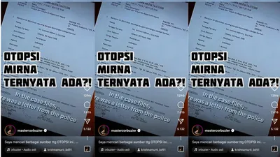 Deddy Corbuzier dalam akun Instagram-nya @mastercorbuzier baru-baru ini membuat heboh karena mengunggah sebuah bukti hasil otopsi yang diduga milik Wayan Mirna Salihin.