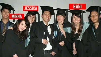 Jessica Wongso Bersama Mirna Salihin dan Hani saat Wisuda