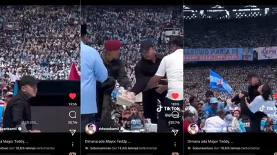 Ajudan Prabowo Subianto yakni Mayor Teddy Gendong Seorang Wanita
