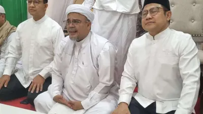 Foto Anies Baswedan dan Cak Imin Bersama Habib Rizieq Shihab