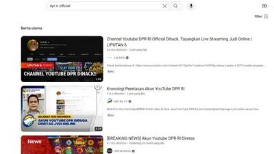 Akun YouTube Dewan Perwakilan Rakyat (DPR) RI beberapa jam yang lalu diduga telah diretas oleh pihak yang tidak bertanggung jawab.