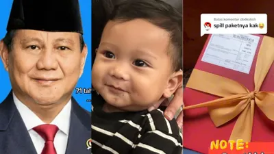 Foto Prabowo Subianto dan bayi yang disebut mirip dengannya