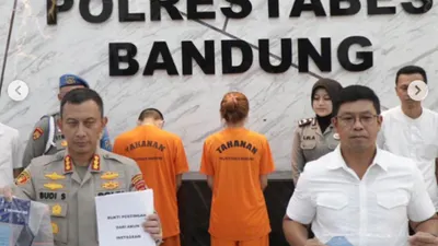 Dua selebgram asal Bandung, Areta Febiola dan Deni Sukirno, ditangkap oleh jajaran Satreskrim Polrestabes Bandung.