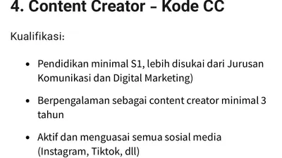 Syarat Kerja di Disparekraf DKI Jakarta sebagai Content Creator