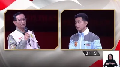 Mahfud MD dan Gibran Rakabuming Raka saat Debat Cawapres