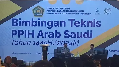 Bimbingan Teknis (Bimtek) Petugas Penyelenggara Ibadah Haji (PPIH) Arab Saudi di Asrama Pondok Gede Jakarta, Kamis 21 Maret 2024.