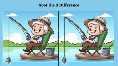 Tes IQ: Temukan 3 Perbedaan pada Gambar Kakek Memancing di Sungai