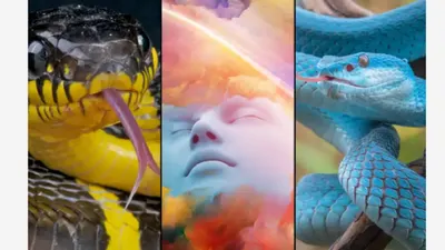 Ilustrasi arti melihat ular dalam mimpi berdasarkan warna.