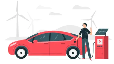 Ilustrasi mobil listrik.