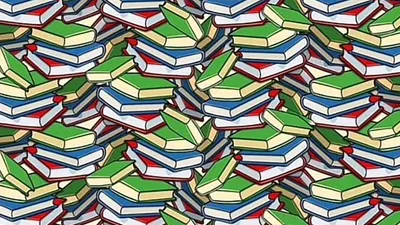 Melalui tes penglihatan ini disajikan sebuah gambar kumpulan buku, tetapi ada satu buah pensil yang tersembunyi di antaranya.