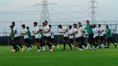 Timnas Indonesia U-17 saat melakukan latihan persiapan menghadapi Panama U-17.