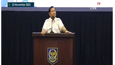 Hadiri Rakerda APDESI, Prabowo Subianto Curhat karena Tidak Boleh Kampanye dan Bicara Visi Misi