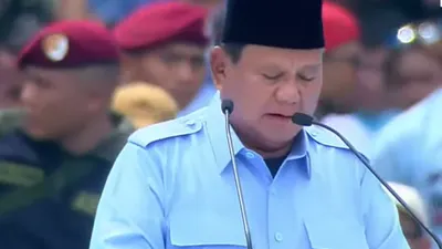 Prabowo Subianto saat pidato di kampanye akbar di GBK pada Sabtu 10 Februari 2024