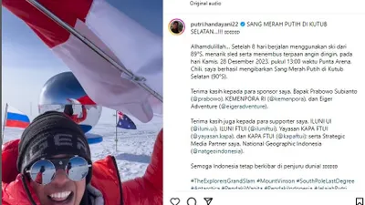 Putri Handayani Pendaki Gunung Indonesia Pertama yang Berhasil Capai Titik Paling Selatan Bumi Antarctic 8